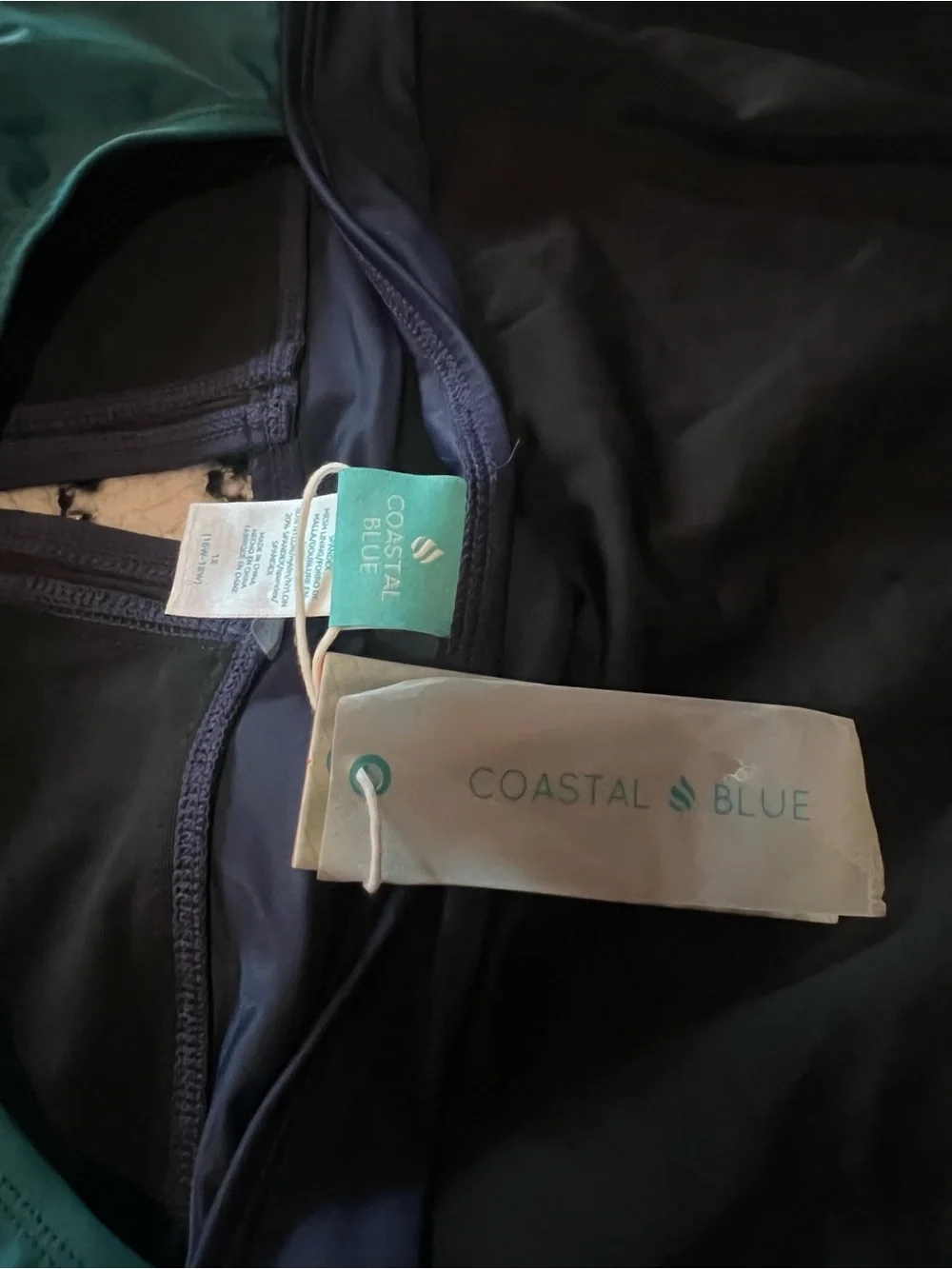 Coastal Blue Teal & Black One-Piece Swimsuit